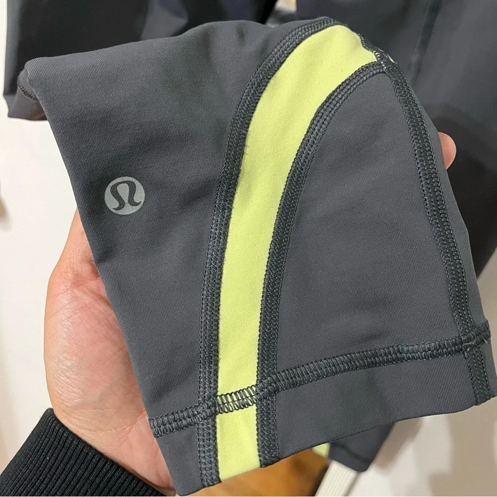 LULULEMON Run: Inspire Crop II Grey Light Green Leggings Size 6 - Picture 6 of 8